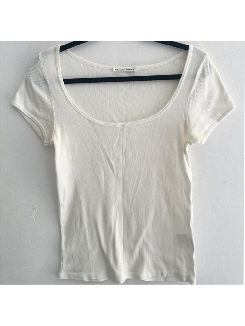 Reformation Ivory Ribbed Tee - Picture 2 of 5